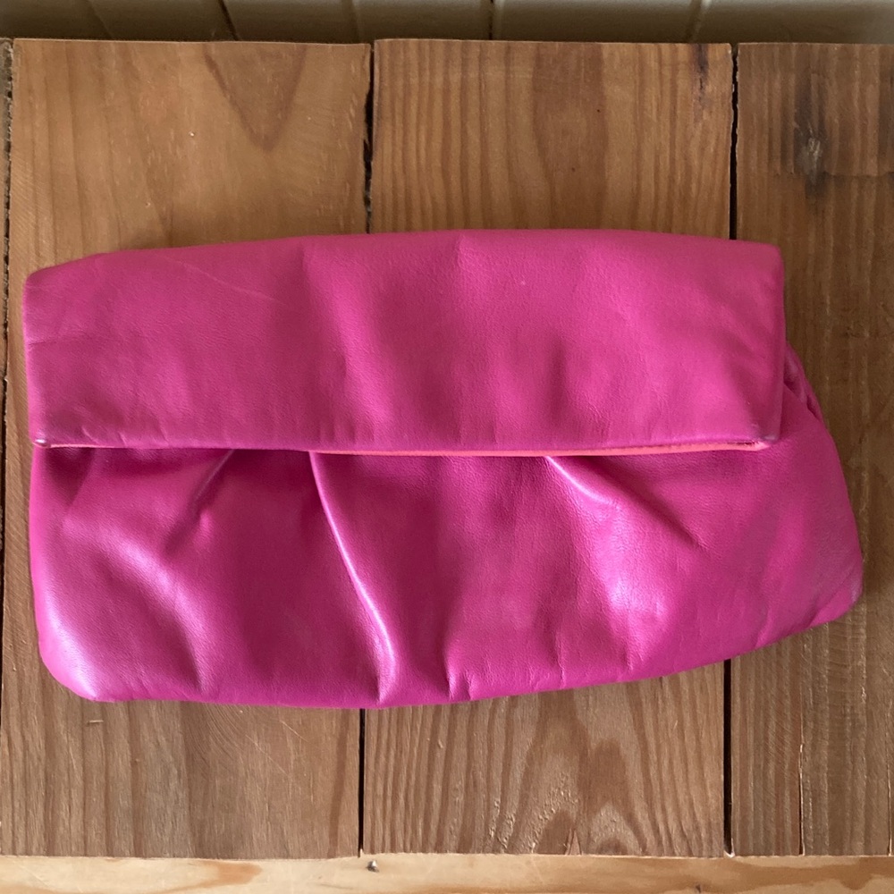 BCBGMaxAzria Vibrant Pink leather Clutch